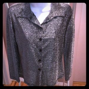 Charlotte Russe Button Down Blouse, Sparkly Silver